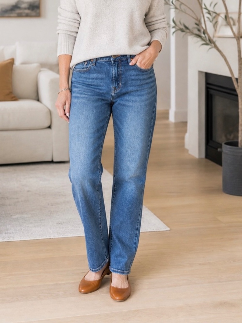 Gap 1969 Real Straight Jeans 32x14 Medium Wash Classic Denim